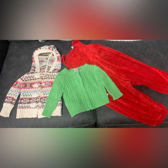 Girls Gymboree Gap OshKosh Sweater Red Romper Jumpsuit Bundle 12 18 24 Months - Picture 1 of 4
